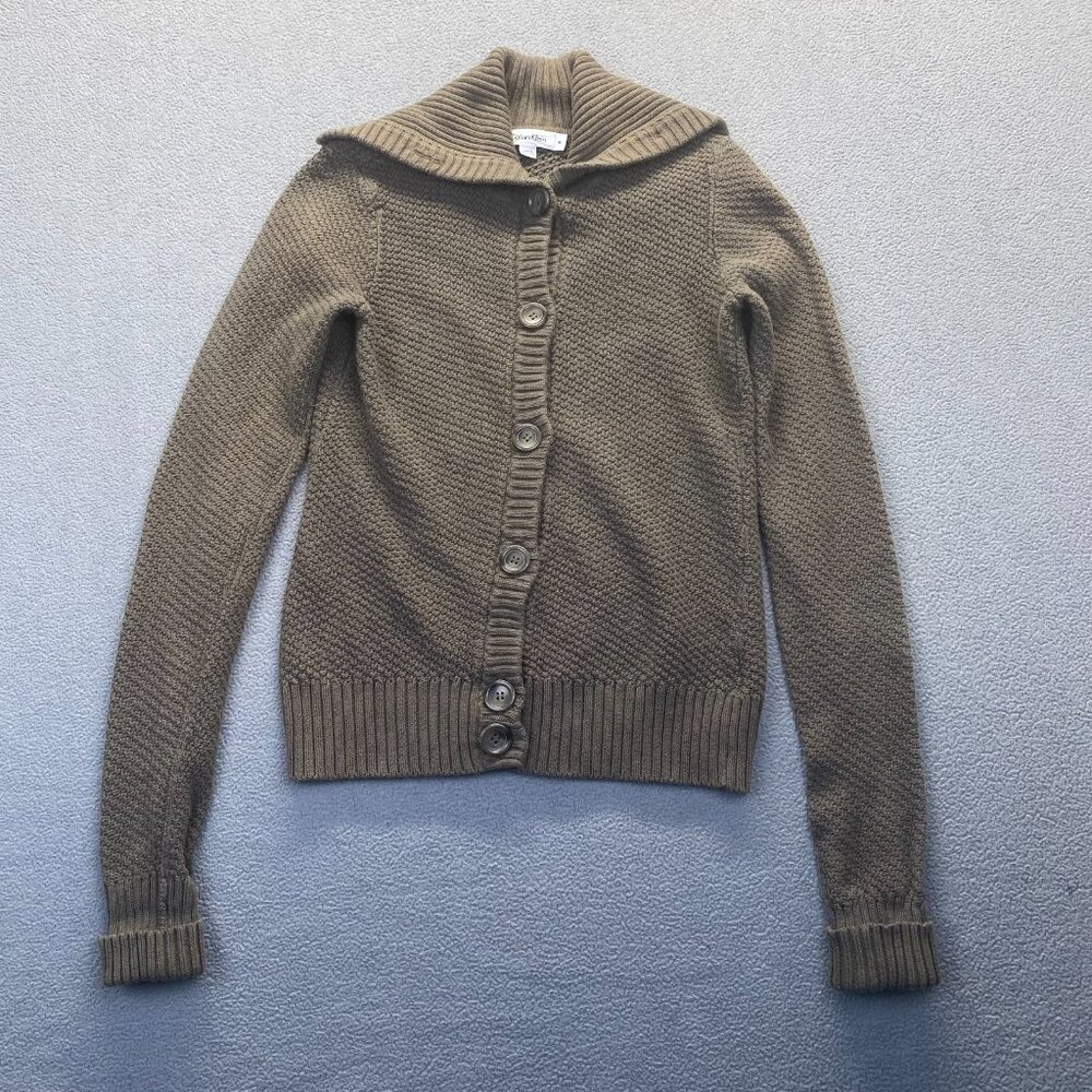 Calvin Klein Womens Cardigan Knit Sweater Size M,Buttons Front,Cotton